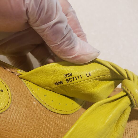 BORN B.O.C LEATHER SLIDES SLIP ON DRESS SANDALS SHOES Yellow WOMENS 7 - Picture 7 of 9